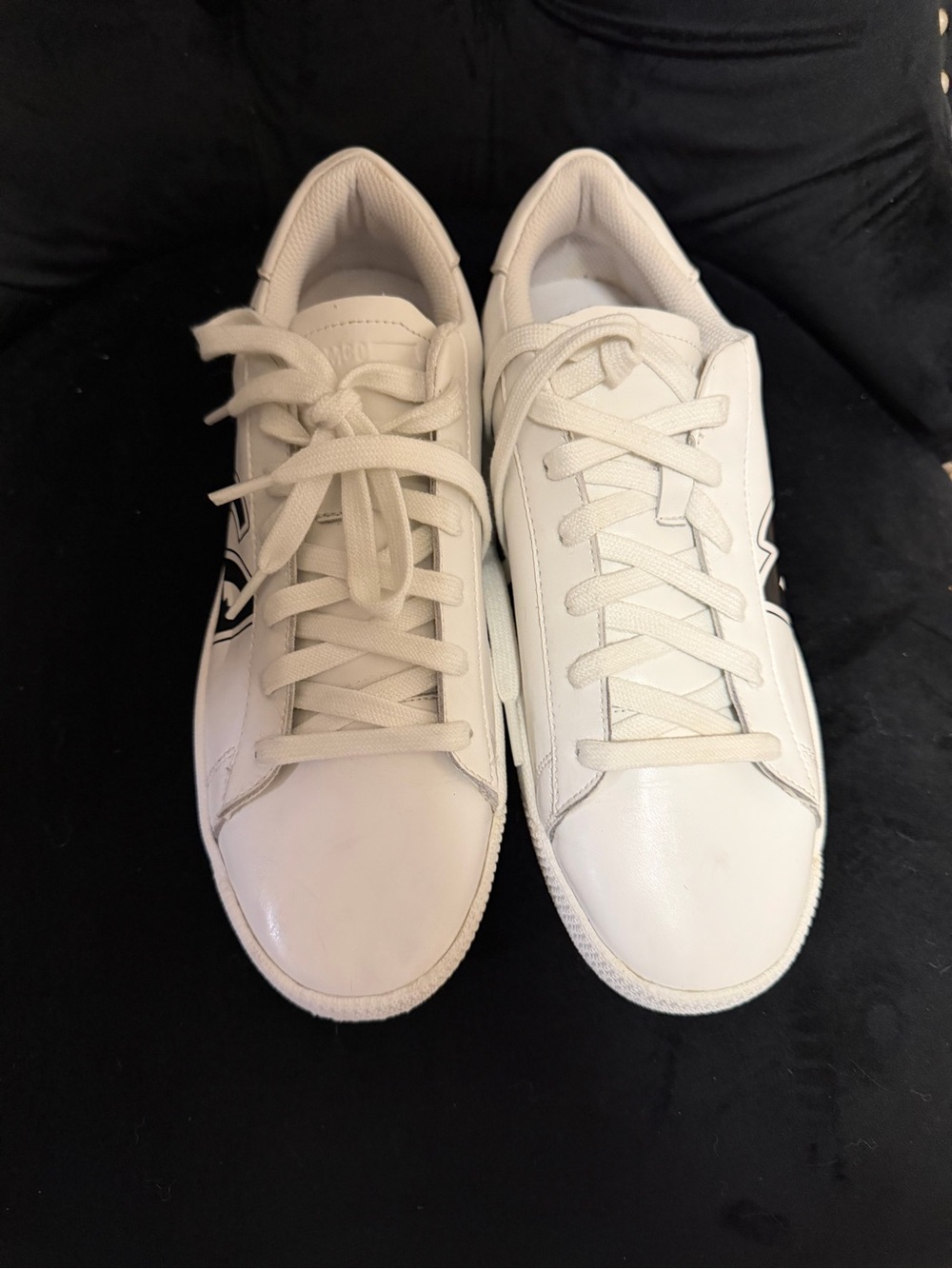 Alexander McQueen White Leather Sneakers with Black Side Chevron
